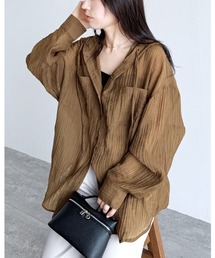 reca | クリンクル加工フード付きシアーシャツ(シャツ/ブラウス)