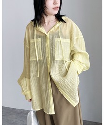 reca | クリンクル加工フード付きシアーシャツ(シャツ/ブラウス)