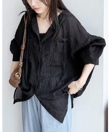 reca | クリンクル加工フード付きシアーシャツ(シャツ/ブラウス)