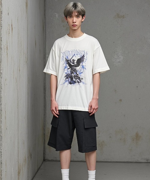 ARULE(アルール)の「A'GEM/9 × .kom 『ARULE/アルール』 グラフィックオーバーサイズTシャツ(Tシャツ/カットソー・メンズ・ブラック/ホワイト・FREE)」の8枚目の写真