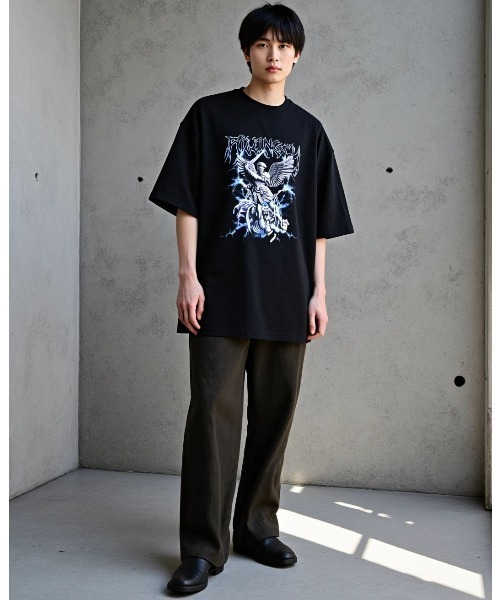 ARULE(アルール)の「A'GEM/9 × .kom 『ARULE/アルール』 グラフィックオーバーサイズTシャツ(Tシャツ/カットソー・メンズ・ブラック/ホワイト・FREE)」の5枚目の写真