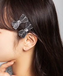 kirakiraShop(キラキラショップ)の【2個1セット】ベロア素材 リボン ヘアピン(ヘアピン)