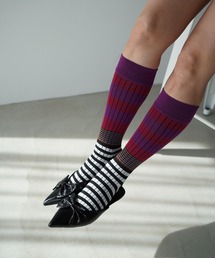 SANSeLF（サンセルフ）の「【SANSeLF】カラーブロッキングストライプロングソックス  saa25a034（ソックス/靴下）」