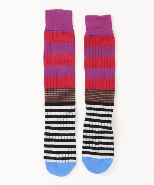 SANSeLF（サンセルフ）の「【SANSeLF】カラーブロッキングストライプロングソックス  saa25a034（ソックス/靴下・レディース・ピンク/グリーン/ブラウン/パープル・FREE）」の19枚目の写真
