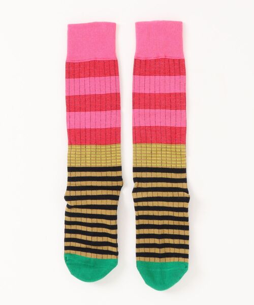 SANSeLF（サンセルフ）の「【SANSeLF】カラーブロッキングストライプロングソックス  saa25a034（ソックス/靴下・レディース・ピンク/グリーン/ブラウン/パープル・FREE）」の22枚目の写真