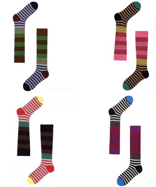 SANSeLF（サンセルフ）の「【SANSeLF】カラーブロッキングストライプロングソックス  saa25a034（ソックス/靴下・レディース・ピンク/グリーン/ブラウン/パープル・FREE）」の7枚目の写真