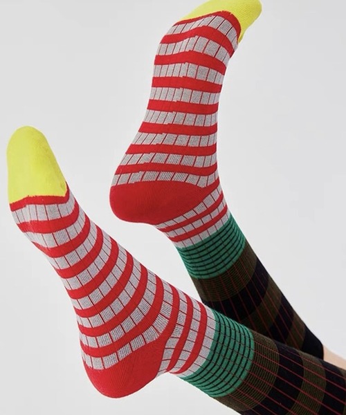 SANSeLF（サンセルフ）の「【SANSeLF】カラーブロッキングストライプロングソックス  saa25a034（ソックス/靴下・レディース・ピンク/グリーン/ブラウン/パープル・FREE）」の11枚目の写真