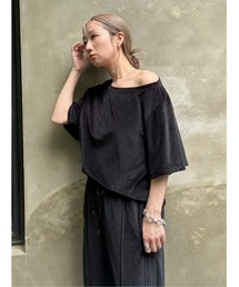 styling/ | 【セットアップ対応】アシンメトリーベロアトップス(Tシャツ/カットソー)