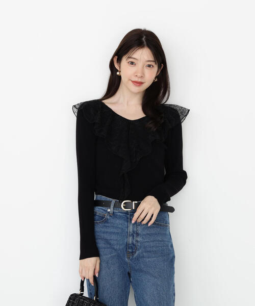 PROPORTION BODY DRESSING（プロポーションボディドレッシング）の「レースフリルニット / 1215270914（ニット/セーター・レディース・ホワイト/ブラック/グレー・FREE）」の4枚目の写真