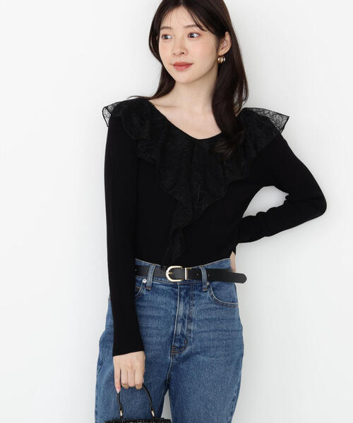 PROPORTION BODY DRESSING（プロポーションボディドレッシング）の「レースフリルニット / 1215270914（ニット/セーター・レディース・ホワイト/ブラック/グレー・FREE）」の5枚目の写真