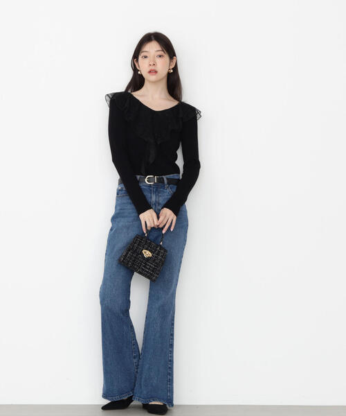 PROPORTION BODY DRESSING（プロポーションボディドレッシング）の「レースフリルニット / 1215270914（ニット/セーター・レディース・ホワイト/ブラック/グレー・FREE）」の6枚目の写真