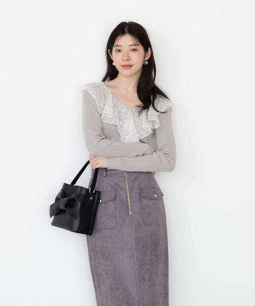 PROPORTION BODY DRESSING（プロポーションボディドレッシング）の「レースフリルニット / 1215270914（ニット/セーター・レディース・ホワイト/ブラック/グレー・FREE）」の7枚目の写真