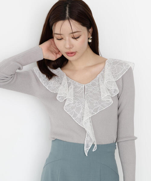 PROPORTION BODY DRESSING（プロポーションボディドレッシング）の「レースフリルニット / 1215270914（ニット/セーター・レディース・ホワイト/ブラック/グレー・FREE）」の10枚目の写真