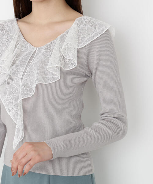 PROPORTION BODY DRESSING（プロポーションボディドレッシング）の「レースフリルニット / 1215270914（ニット/セーター・レディース・ホワイト/ブラック/グレー・FREE）」の20枚目の写真