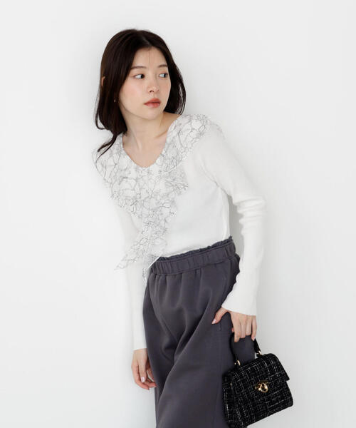 PROPORTION BODY DRESSING（プロポーションボディドレッシング）の「レースフリルニット / 1215270914（ニット/セーター・レディース・ホワイト/ブラック/グレー・FREE）」の22枚目の写真