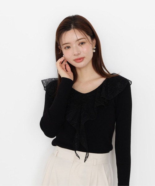 PROPORTION BODY DRESSING（プロポーションボディドレッシング）の「レースフリルニット / 1215270914（ニット/セーター・レディース・ホワイト/ブラック/グレー・FREE）」の3枚目の写真