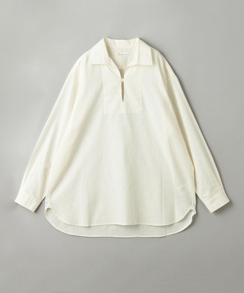 info. BEAUTY&YOUTH(インフォビューティアンドユース)の「【マルチサイズ】 コットン 麻 ミックス スキッパ― シャツ(シャツ/ブラウス・メンズ・ピンク/シャーベット/ライトブルー/モカ/ブラック/ネイビー/ホワイト・マルチサイズ)」の1枚目の写真