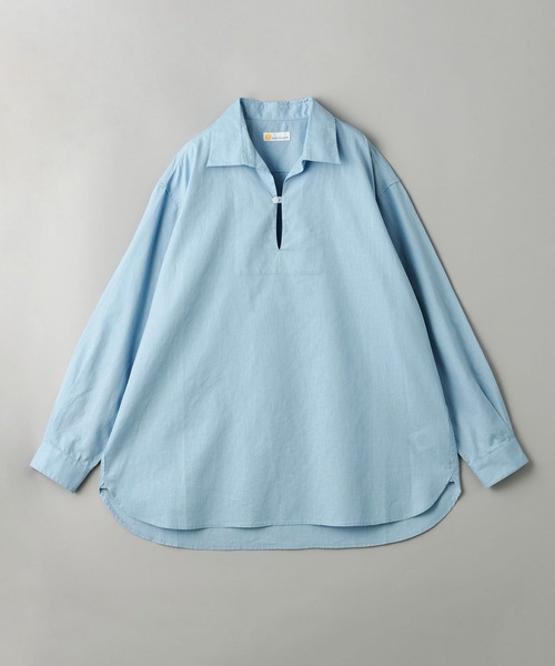 info. BEAUTY&YOUTH(インフォビューティアンドユース)の「【マルチサイズ】 コットン 麻 ミックス スキッパ― シャツ(シャツ/ブラウス・メンズ・ピンク/シャーベット/ライトブルー/モカ/ブラック/ネイビー/ホワイト・マルチサイズ)」の4枚目の写真