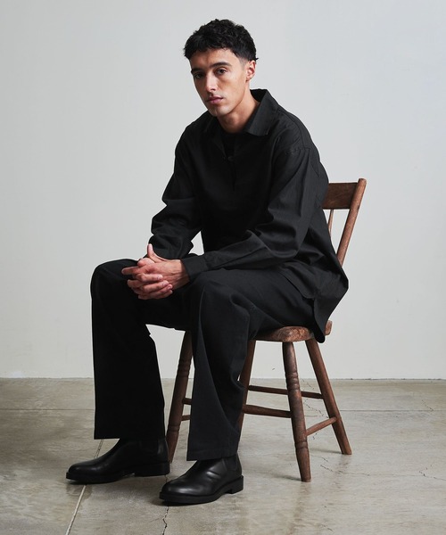 info. BEAUTY&YOUTH(インフォビューティアンドユース)の「【マルチサイズ】 コットン 麻 ミックス スキッパ― シャツ(シャツ/ブラウス・メンズ・ピンク/シャーベット/ライトブルー/モカ/ブラック/ネイビー/ホワイト・マルチサイズ)」の2枚目の写真