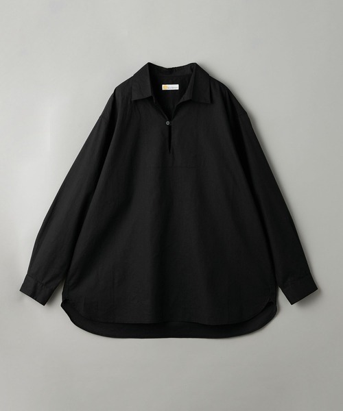 info. BEAUTY&YOUTH(インフォビューティアンドユース)の「【マルチサイズ】 コットン 麻 ミックス スキッパ― シャツ(シャツ/ブラウス・メンズ・ピンク/シャーベット/ライトブルー/モカ/ブラック/ネイビー/ホワイト・マルチサイズ)」の8枚目の写真