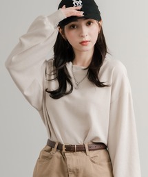 オーバーサイズバルーンスリーブワッフルロングTシャツ