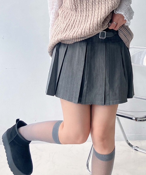 セール】♪ベルト付プリーツミニスカート（スカート）｜AS KNOW AS