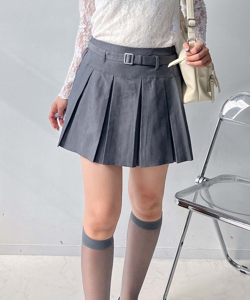 セール】♪ベルト付プリーツミニスカート（スカート）｜AS KNOW AS