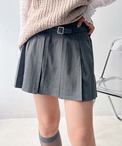 セール】♪ベルト付プリーツミニスカート（スカート）｜AS KNOW AS