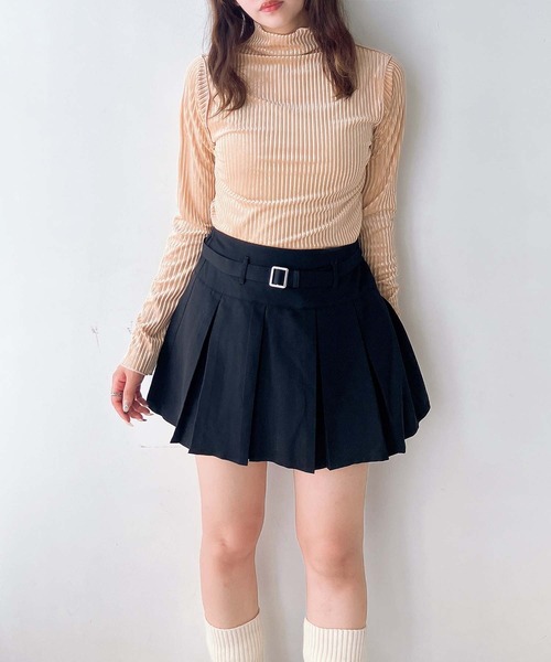 AS KNOW AS plus（アズノゥアズプラス）の「♪ベルト付プリーツミニスカート（スカート・レディース・グレー系その他/チャコールグレー/ブラック・FREE）」の11枚目の写真