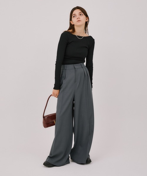 LIENCOEUR（リアンクール）の「2タックワイドスラックス（スラックス・レディース・ベージュ/ダークネイビー/ブラック/グレー・SMALL/MEDIUM）」の5枚目の写真