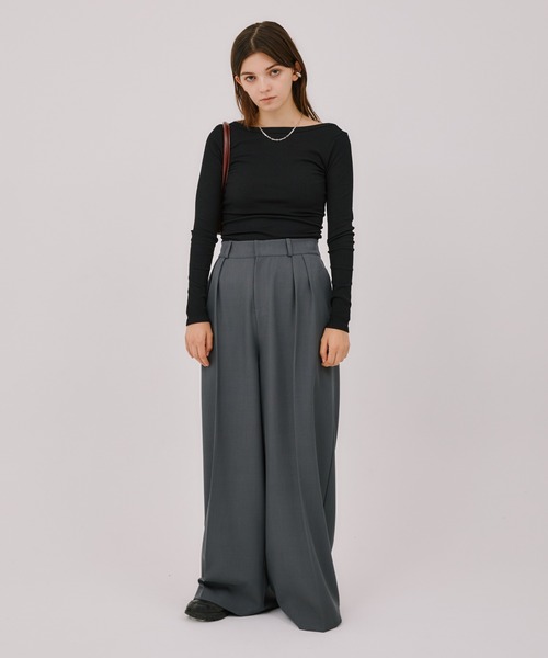 LIENCOEUR（リアンクール）の「2タックワイドスラックス（スラックス・レディース・ベージュ/ダークネイビー/ブラック/グレー・SMALL/MEDIUM）」の6枚目の写真