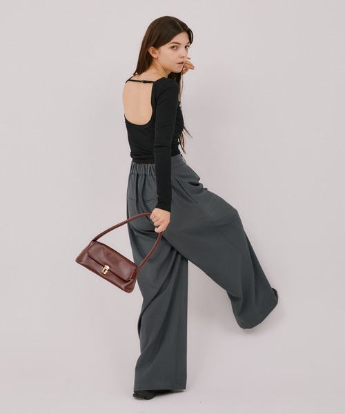 LIENCOEUR（リアンクール）の「2タックワイドスラックス（スラックス・レディース・ベージュ/ダークネイビー/ブラック/グレー・SMALL/MEDIUM）」の8枚目の写真