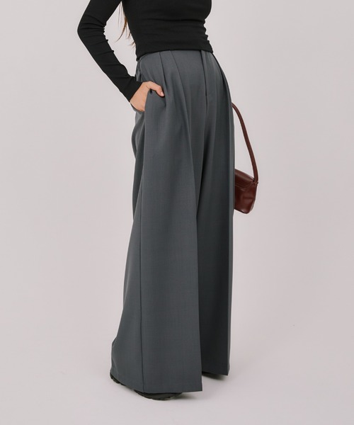 LIENCOEUR（リアンクール）の「2タックワイドスラックス（スラックス・レディース・ベージュ/ダークネイビー/ブラック/グレー・SMALL/MEDIUM）」の9枚目の写真