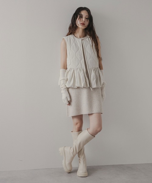 rectangle（レクタングル）の「フレアキルティングベスト（ベスト・レディース・アイボリー/ブラック・FREE）」の4枚目の写真