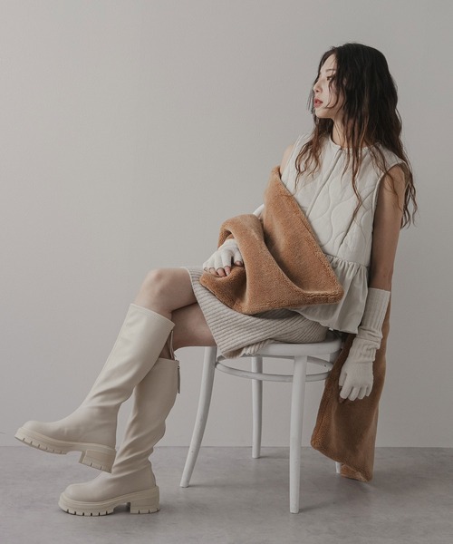 rectangle（レクタングル）の「フレアキルティングベスト（ベスト・レディース・アイボリー/ブラック・FREE）」の8枚目の写真