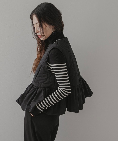 rectangle（レクタングル）の「フレアキルティングベスト（ベスト・レディース・アイボリー/ブラック・FREE）」の10枚目の写真