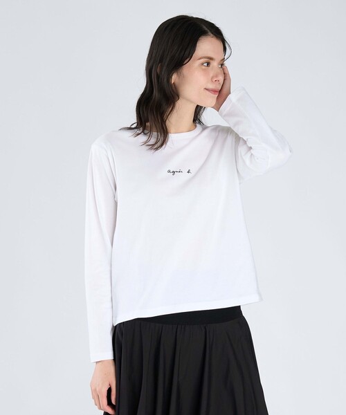 agnes b.(アニエスベー)の「ロゴ コットン 長袖 Tシャツ "Lil Cool"(Tシャツ/カットソー・レディース・ホワイト・3/2/1)」の2枚目の写真