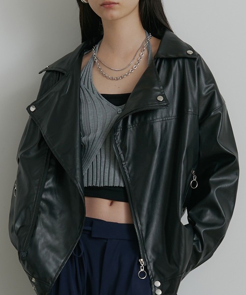 セール】ビッグシルエットライダースジャケット（ライダースジャケット