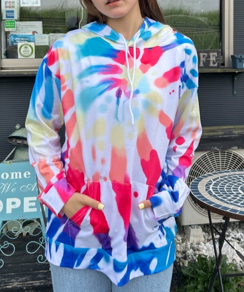 セール】レインボータイダイ ビッグシルエットパーカー（パーカー