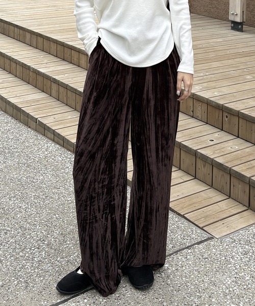 セール】ベロアタックワイドパンツ（その他パンツ）｜CHAN ME