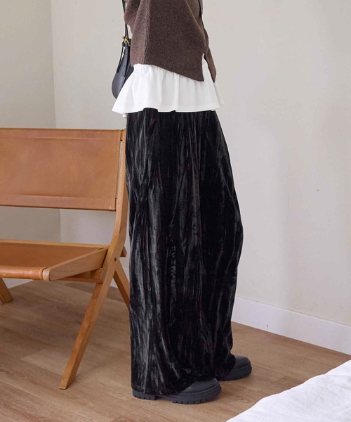 CHAN ME（チャンミ）の「ベロアタックワイドパンツ（その他パンツ・レディース・ダークブラウン/ブラック・MEDIUM/LARGE/X-LARGE）」の13枚目の写真