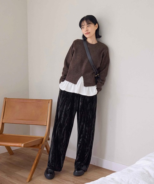 CHAN ME（チャンミ）の「ベロアタックワイドパンツ（その他パンツ・レディース・ダークブラウン/ブラック・MEDIUM/LARGE/X-LARGE）」の14枚目の写真