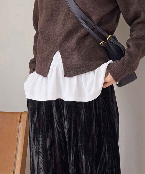 CHAN ME（チャンミ）の「ベロアタックワイドパンツ（その他パンツ・レディース・ダークブラウン/ブラック・MEDIUM/LARGE/X-LARGE）」の15枚目の写真