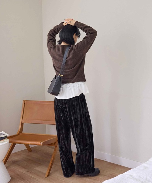 CHAN ME（チャンミ）の「ベロアタックワイドパンツ（その他パンツ・レディース・ダークブラウン/ブラック・MEDIUM/LARGE/X-LARGE）」の16枚目の写真