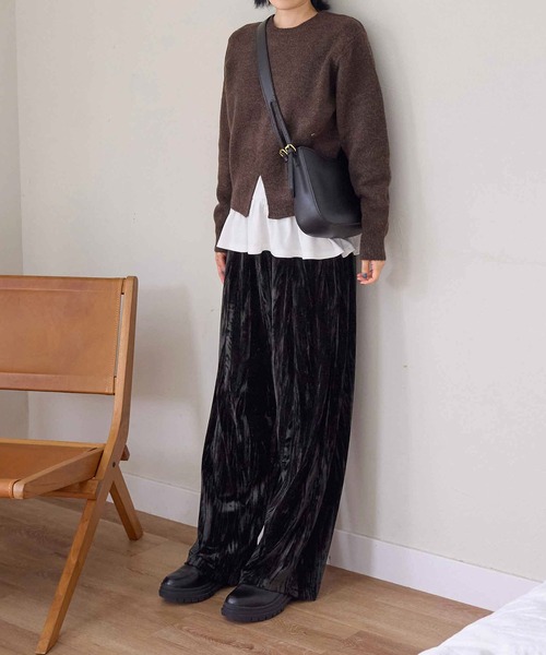 CHAN ME（チャンミ）の「ベロアタックワイドパンツ（その他パンツ・レディース・ダークブラウン/ブラック・MEDIUM/LARGE/X-LARGE）」の17枚目の写真