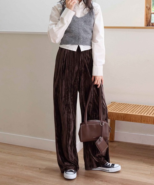 CHAN ME（チャンミ）の「ベロアタックワイドパンツ（その他パンツ・レディース・ダークブラウン/ブラック・MEDIUM/LARGE/X-LARGE）」の9枚目の写真