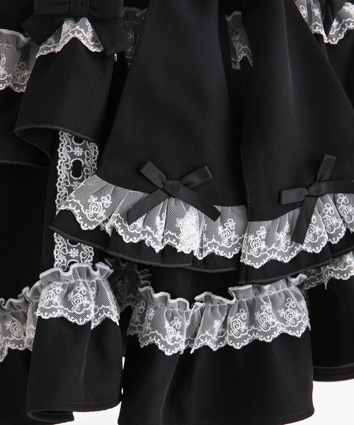 フリルたっぷりはしごレースリボンミニジャンスカ（ジャンパースカート