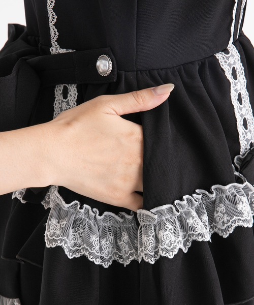 セール】フリルたっぷりはしごレースリボンミニジャンスカ（ジャンパー