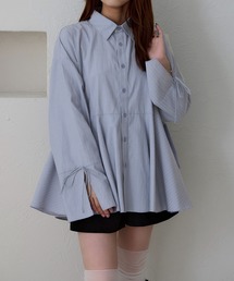 【apres jour clair】袖リボンペプラムチュニックシャツ
