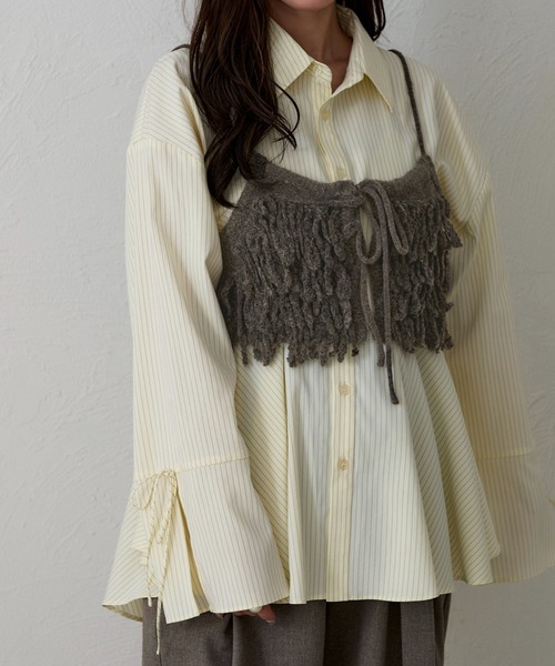 apres jour clair】袖リボンペプラムチュニックシャツ（シャツ